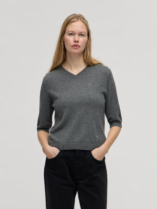 Womens's 90's V Blouse - Heather Grey