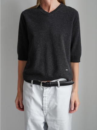 Womens's 90's V Blouse - Dark Grey