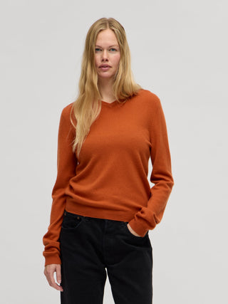 Women's Fitted 90's V-Neck - Dark Orange