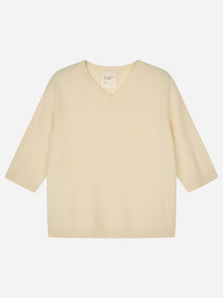 Womens's 90's V Blouse - Pale Yellow