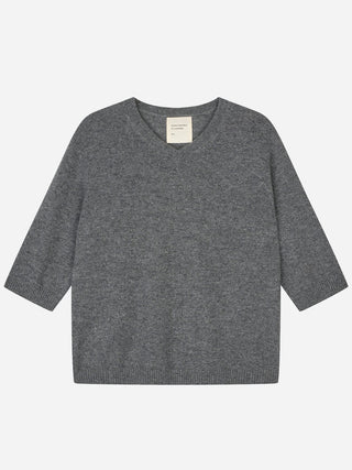 Womens's 90's V Blouse - Heather Grey