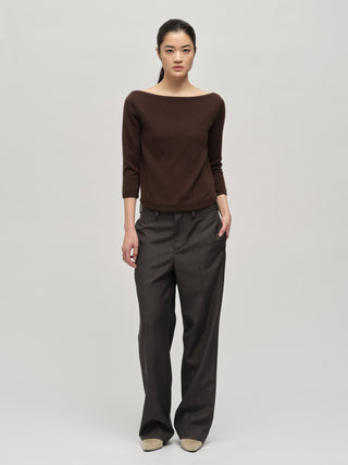 Women's Boat Neck - Dark Brown