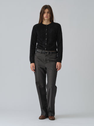 Women’s Brushed O-Cardigan in Black, crafted from brushed 12-gauge cashmere with a fitted silhouette and round neckline