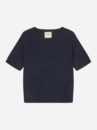 Women's Cableknit Blouse - Navy Blue