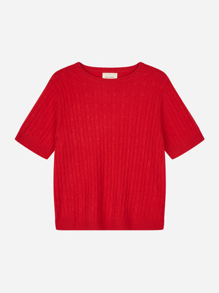 Women's Cableknit Blouse - Red