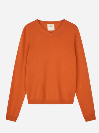 Women's Fitted 90's V-Neck - Dark Orange