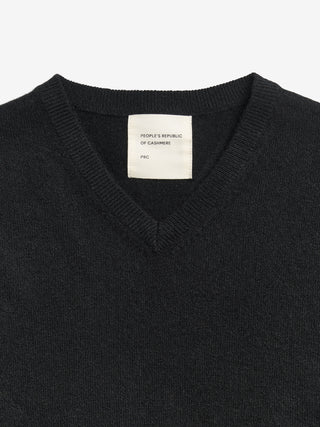 Women's Fitted 90's V-Neck - Black