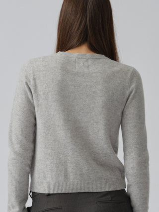 Women's O-Cardigan in Ash Grey, knitted in 10-gauge cashmere with a relaxed unisex silhouettes