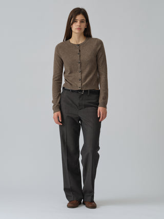 Women’s O-Cardigan in Truffle – 100% Grade A Inner Mongolian cashmere, 12-gauge knit, fitted silhouette with round neckline