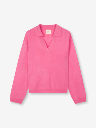 Women's Oversized Collar V-Neck - Pink