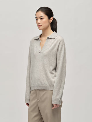 Women's Oversized Collar V-Neck - Ash Grey