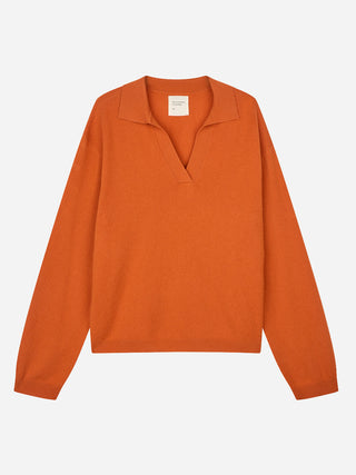 Women's Oversized Collar V-Neck - Dark Orange