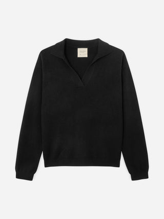 Women's Oversized Collar V-Neck - Black