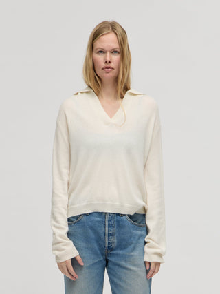 Women's Oversized Collar V-Neck - Cloud