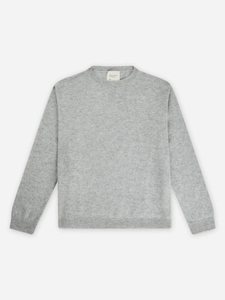 Women’s Oversized Roundneck in Ash Grey – 100% Grade A Inner Mongolian cashmere, 10-gauge knit, relaxed boxy fit with flattering round neckline