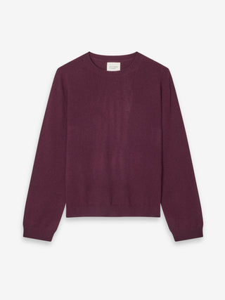 Women’s Oversized Roundneck Sweater in Bordeaux, knitted in 10-gauge cashmere with a relaxed boxy silhouette