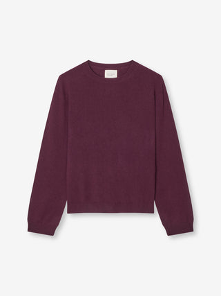 Women’s Oversized Roundneck Sweater in Bordeaux, knitted in 10-gauge cashmere with a relaxed boxy silhouette
