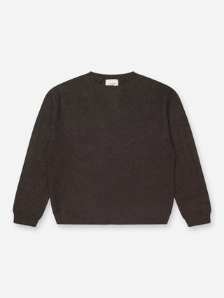 Women’s Oversized Roundneck sweater in Black Truffle – 100% Grade A Inner Mongolian cashmere, 10-gauge knit, relaxed boxy fit with flattering round neckline