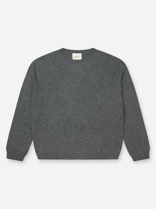 Women’s Oversized Roundneck sweater in Heather Grey – 100% Grade A Inner Mongolian cashmere, 10-gauge knit, relaxed boxy fit with flattering round neckline