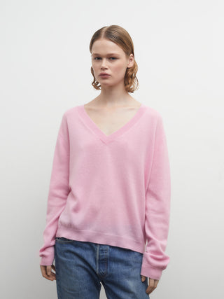 Women's Oversized V-Neck - Light Pink