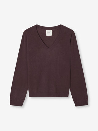 Women’s Oversized V-Neck Sweater in Dark Brown, crafted from 100% Grade A Inner Mongolian cashmere with a relaxed boxy fit