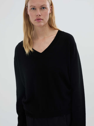 Women's Oversized V-Neck - Black