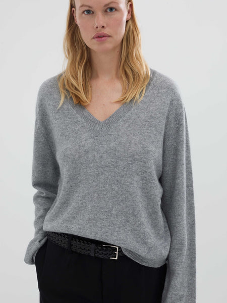 ★新品未使用★gypsohila V Neck Sweat Lightgray WomensOversizedVNeck_HeatherGr
