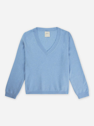 Women's Oversized V-Neck - Light Blue