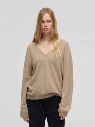 Women's Oversized V-Neck - Toast