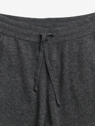 Dark grey women's straight sweatpants in 100% Grade A Inner Mongolian cashmere, 12-gauge knit, featuring a relaxed fit and loose waistband for comfort