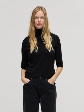 Women's Turtleneck Blouse - Black