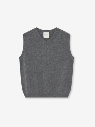 Women's Vest in Heather grey in 100% Grade A cashmere, featuring a V-neckline