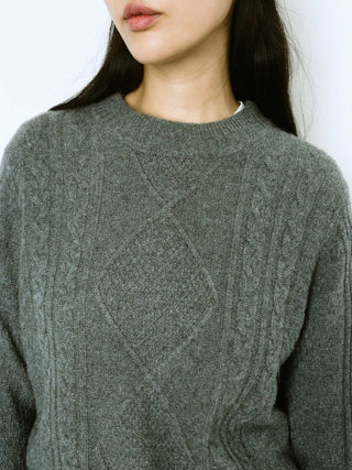 Premium Cropped Cableknit - Heather Grey